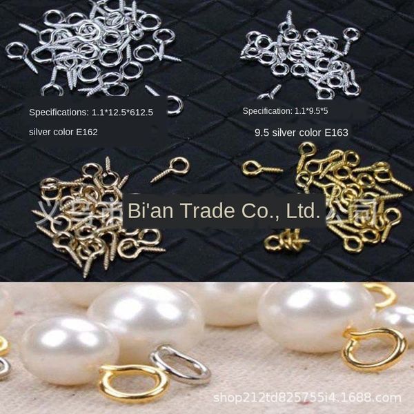 

agvg0 diy handmade single hole connecting buckle cap screw buckle bead hanging hook sheep eye nail diy hole bead accessories material iron a, Silver