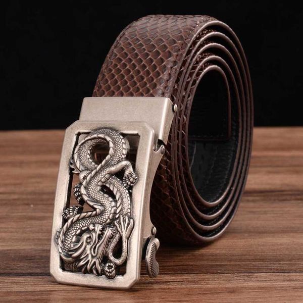 

vintage buckle men's belt ratchet dress belt with automatic buckle casual leather cowhide leather for men, Black;brown