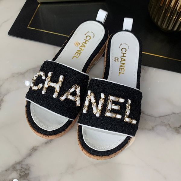 

high-quality paris fashion luxury designer scuffs womens designer slipper summer sandals beach slide slippers with original box package a01, Black