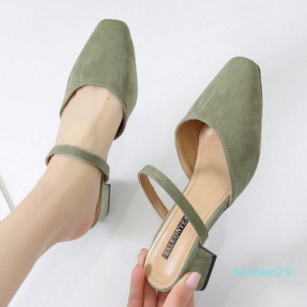 

slippers pointed toe shoes women mules elegant half slipper black white ladies office pumps 2020 summer l29