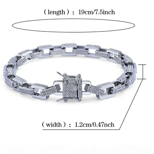 

g hipping men hip hop chain bracelet bling cubic zirocnia cuba chains 18k gold plated hiphop jewelry, Black