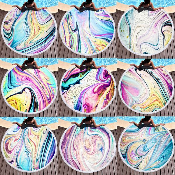 

marble large round beach towel for colorful quicksand pattern microfiber shower bath towel travel blanket swimming cover blanket