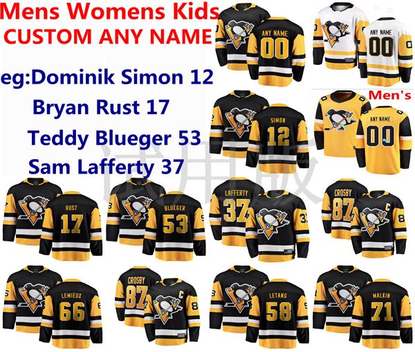 

pittsburgh penguins jerseys dominik simon jersey bryan rust teddy blueger sam lafferty men black white hockey jerseys custom stitched, Black;red
