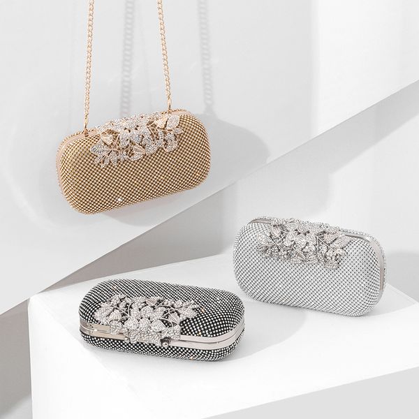 

lady gold luxury crystal diamond evening clutch bag bridal wedding sparkly rhinestone cocktail banquet bag pochette purse