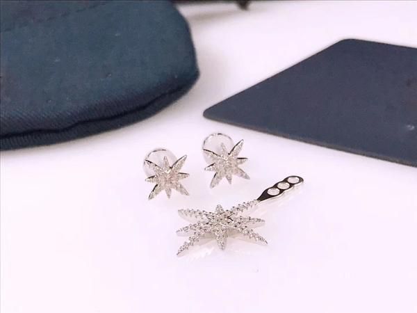 

new womens 925 luxury sterling silver jewelry designer earrings fashion lover's gift dissymmetry falling star earring full of diamond