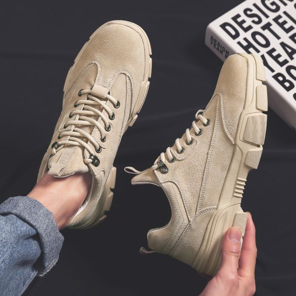 

yomior spring autumn new men shoes casual fashion leather shoes designer lace-up breathable loafers flats sneakers, Black