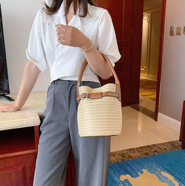 

women beach bags new fashion woven bag casual bucket handbags lady travel shoulder bag