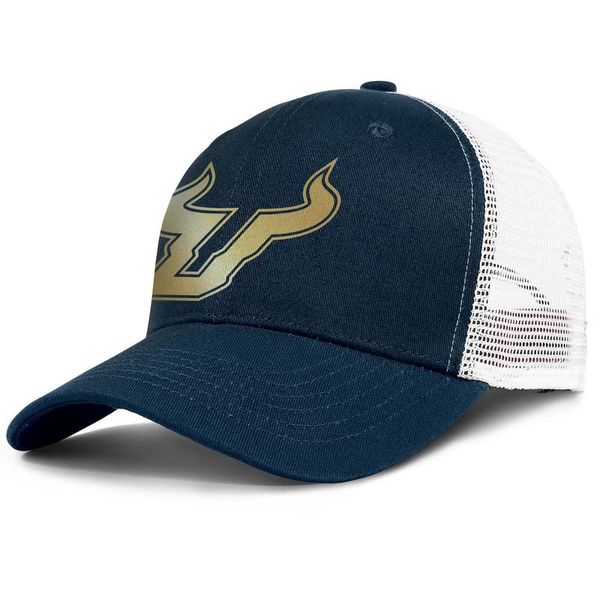 

south florida bulls footall golden logo for men and women adjustable trucker meshcap design cool personalized original baseballhats 3d, Blue;gray