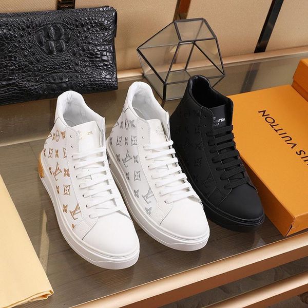 

new arrival mens shoes comfortable outdoor walking footwears with origin box luxury sneakers plus size lace -up casual men shoes, Black