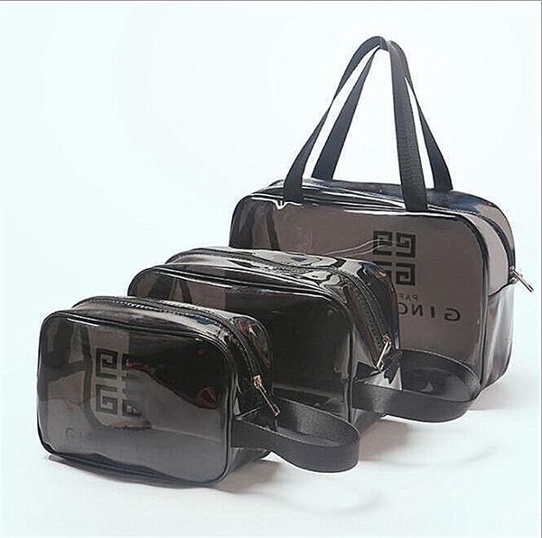 

new transparent storage waterproof female wash bag three-piece set thickened large capacity storage cosmetic bag