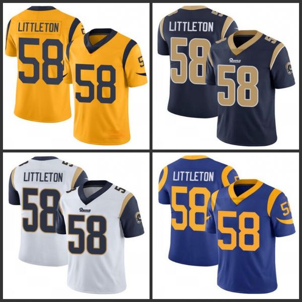 

los angeles rams men #58 cory littleton royal blue alternate men's women youth stitched nfl vapor untouchable limited jerse, Black;red