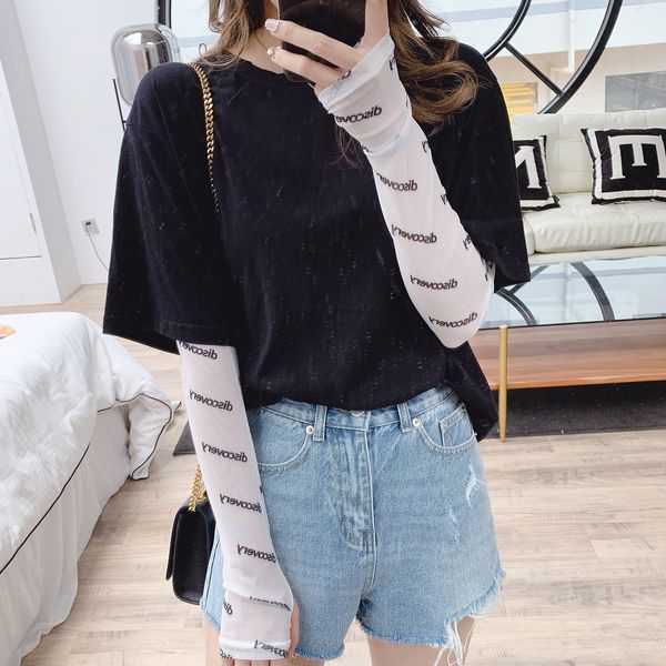 

beautiful girl's summer uv-proof silk driving sun-proof thin ice ice sleeve female english arm sleeve, Black