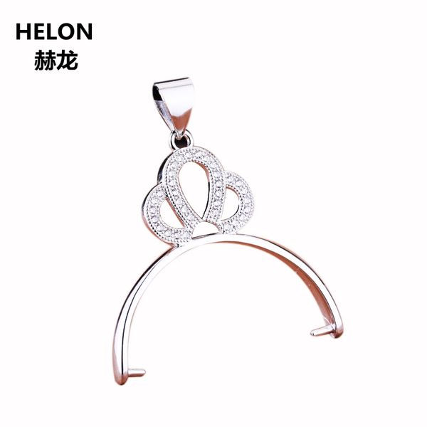 

925 sterling silver women semi mount pendant clasp 30mm pearl or round bead pendant setting no necklace fit amber opal agate