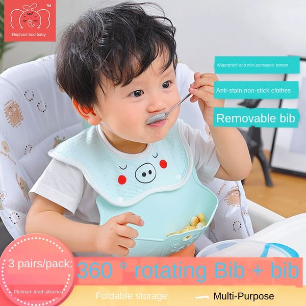 

нагрудник 360 градусов вращая слюну водонепроницаемого ребенок силикон нагрудник обедая поставок мешка младенец силикона полотенце полотенце