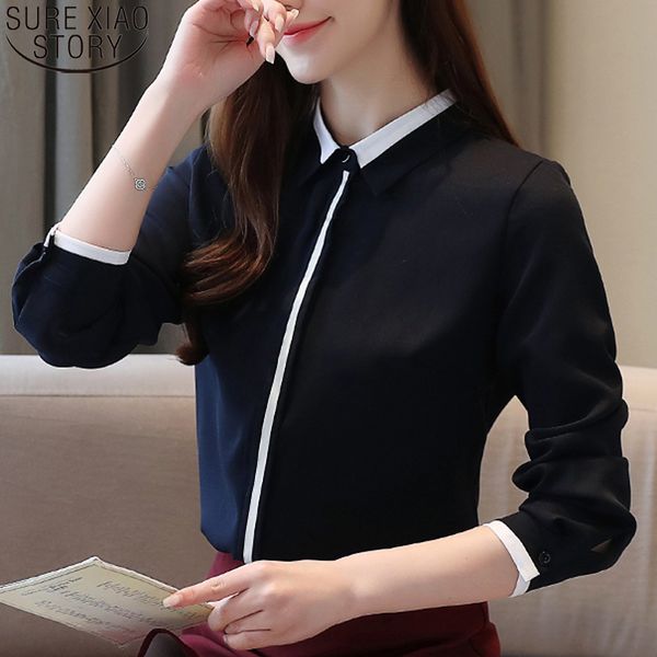 

2020 autumn new professional shirts women fashion korean clothing plus size loose long sleeve shirt women blusas 10602, White