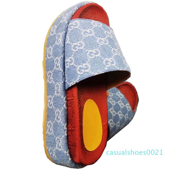 

2020 women designer platform sandal slides shoes embroidery printed surface fashion platform slipper 19 colors beach sandals2 c21, Black