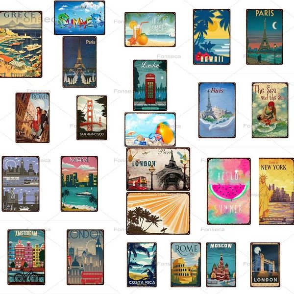 

vintage city travel metal sign new york landscape home decoration metal painting tin bar pub wall art retro metal tin posters