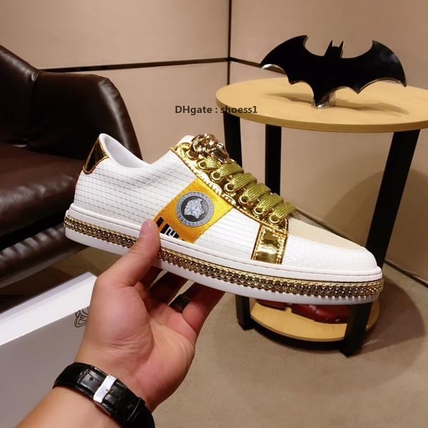 

2021-2020o high -end fashion men 's printed letters comfortable casual shoes large size leather breathable outdoor sports shoes ,size, Black