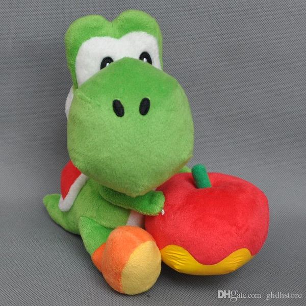 

new 7" 18cm super mario bros yoshi hold apple plush doll anime collectible dolls stuffed party gifts soft toys