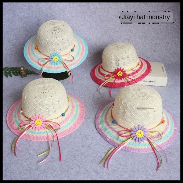 

girls big children 3-7 years old tourist girl sun hat area sunflower cartoon knitted outdoor sun hat, Yellow