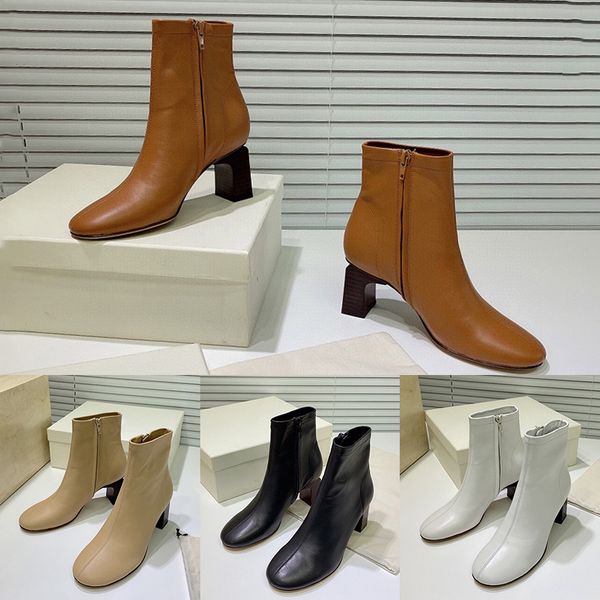 

конструктор женщин boots роскошный черный белый абрикос браун side zipper round head высокие каблуки загрузки верхнего качества с коробкой р, Black