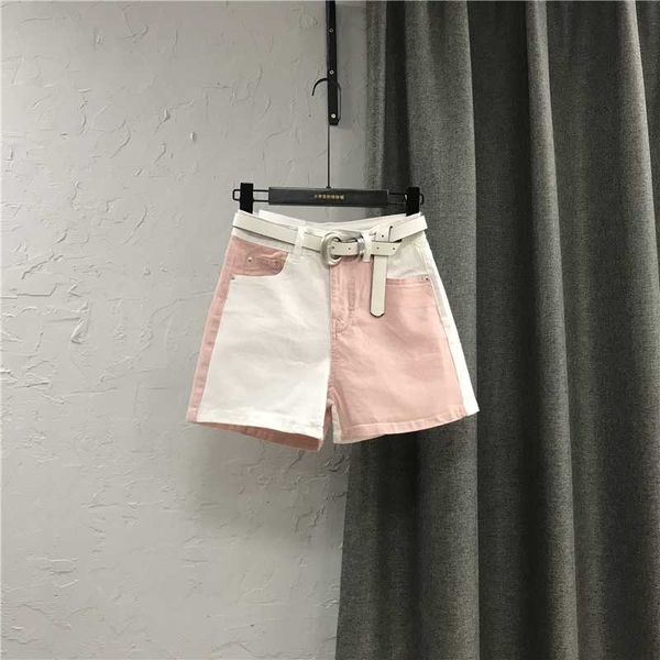 

ewq] women jeans panelled high waist loose denim harem pants 2020 summer korean wide-leg office lady ankle-length jeans pants, Blue