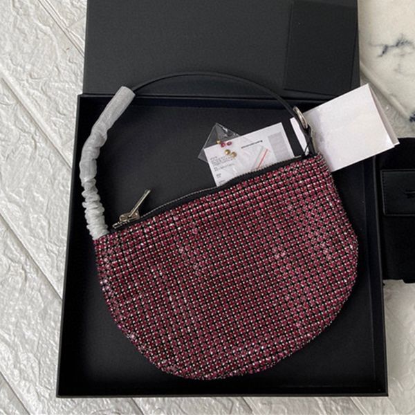 

2020 fashion semicircle bags latest women's leather zipper handbag flat pocket shoulder messenger czech drill handbags