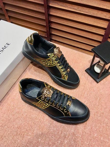 

2020i fashion men's running shoes luxury casual shoes breathable leather classic sneakers low-party shoes, size: 38-45, Black