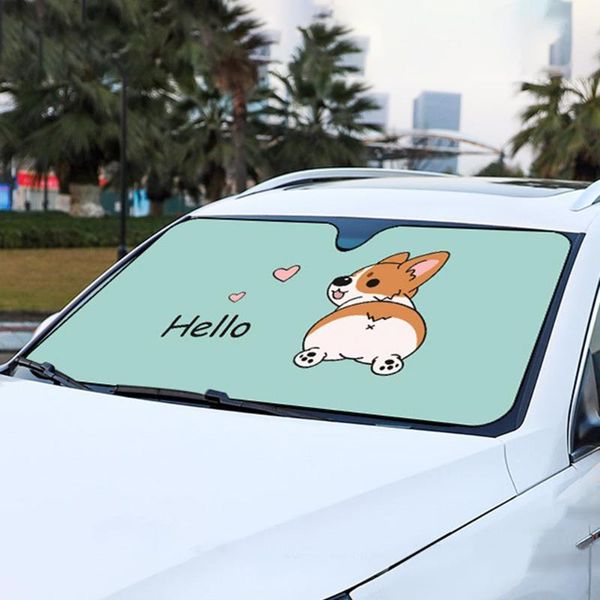 

car front windshield sun shade blocks uv rays 5-layers thickened folding auto sunshade sun visor protector cartoon modeling