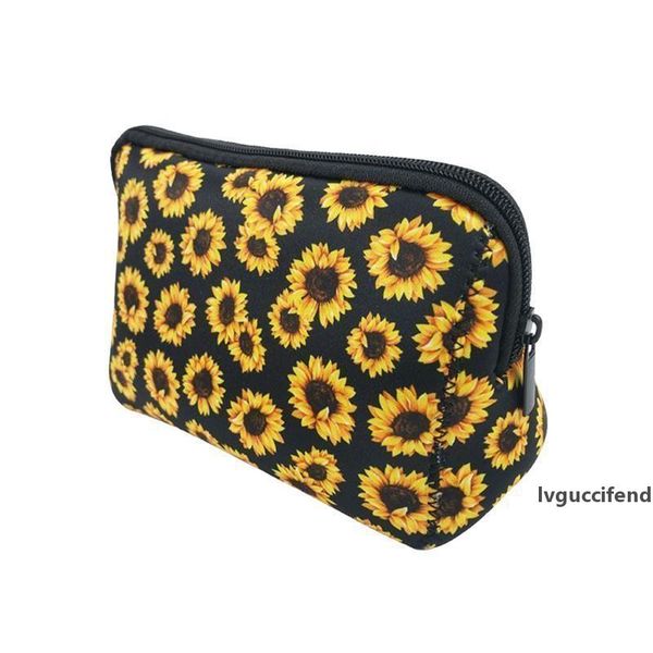 

large capacity sunflower makeup bags waterproof flower printing washing bag travel storage pouch handbag t200301