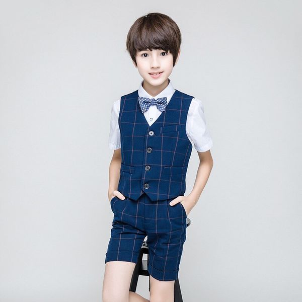 

fancy boys summer clothing set school students vest boys fashion wear 2020 flower boy clothes for 4 6 8 10 12 14 16 years 194009, White