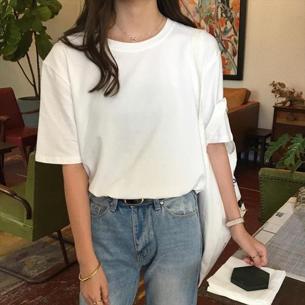 

15 solid color cotton t shirt women s xl harajuku white womens t shirt femme o neck korean summer tshirt dropshipping