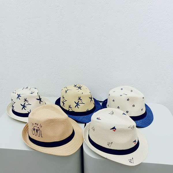 

children's cocoinkids boy's straw children's straw hat knight hat, Blue;gray