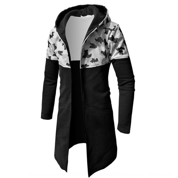 

autumn new korean slim men's camouflage stitching cardigan windbreaker coat long men's trench coat, Tan;black