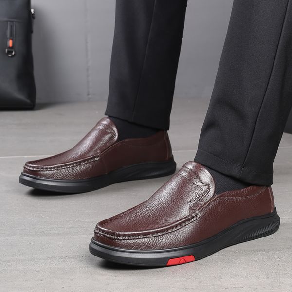 

genuine leather men dress shoes big size 38-44 good quality leisure man formal business oxfords, Black