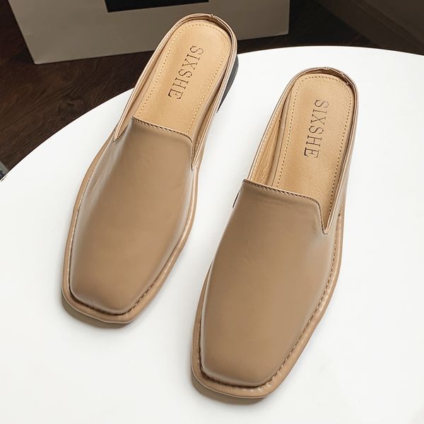 

summer slippers women mules comfortable pu low heel slip-on holiday ladies slides mules female women casual shoes, Black