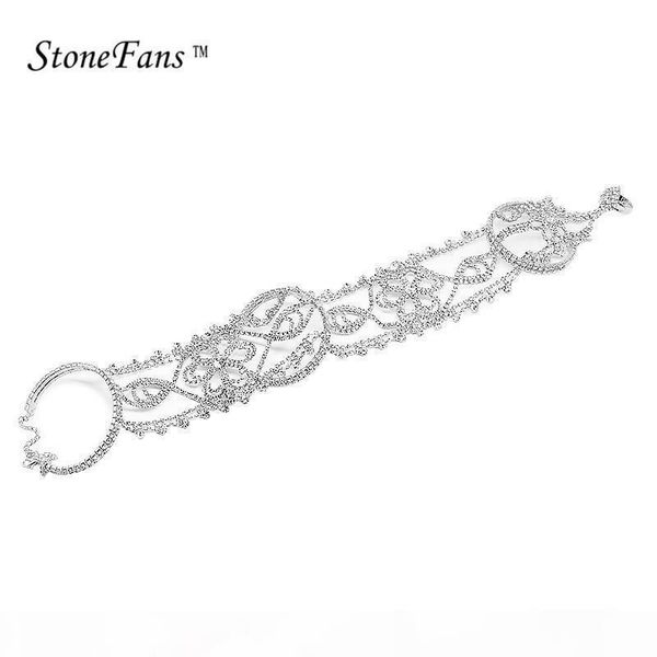 

r stonefans long rhinestone bracelet crystal upper armband armlet bracelets chain flower bridal bracelets wedding bangles women y190511, Golden;silver