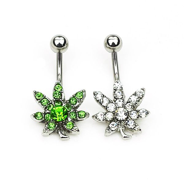 

d0653-3 ( 6 colors ) clear color belly ring nice leaf style belly ring with piercing body jewlery navel belly ring body jewelry, Silver