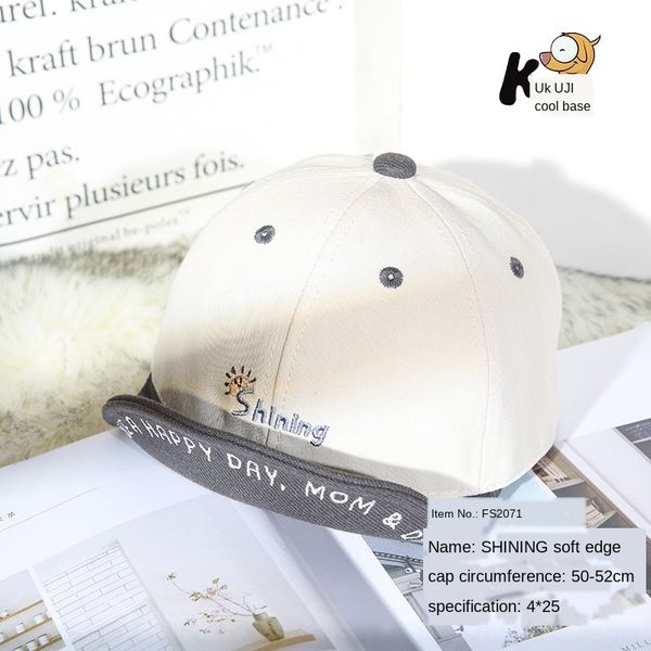 

ziqaf children's summer embroidered sunscreen hat korean style boys' and girls' embroidered english letter soft edge hat baby, Blue;gray