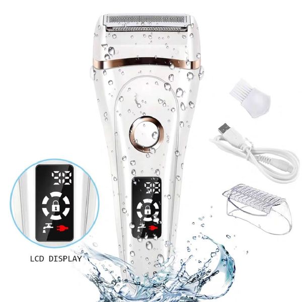 

electric razor painless lady shaver for women bikini trimmer for whole body waterproof usb charging lcd display wet & dry using