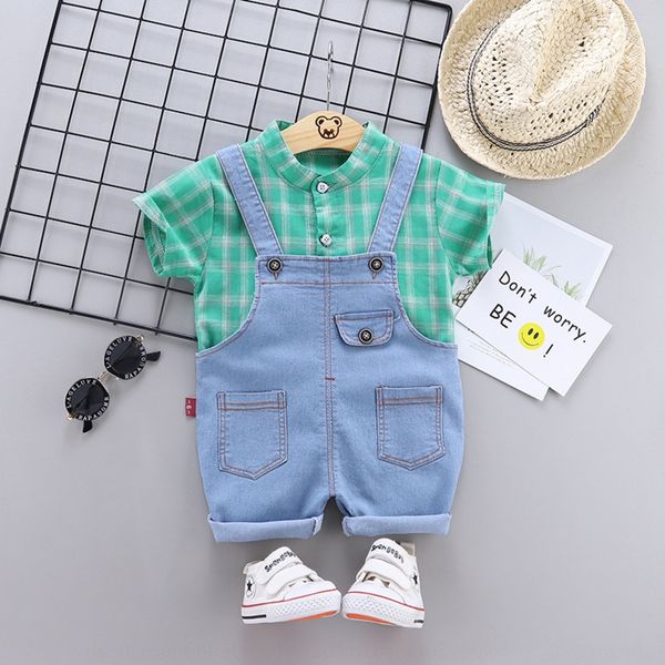 

pcgpt clothing 2020 summer new short-sleeved sling clothing children's children's suit boys' korean plaid short-sleeved shirt