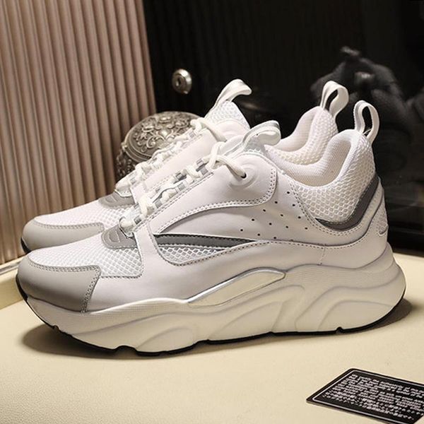 

men shoes b22 sneaker in white technical knit white and silver -tone calfskin outdoor walking sports lace -up casual shoes herren sportschuh, Black