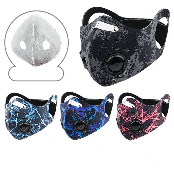 

designer luxury cycling mask activated carbon with filter pm2.5 anti-pollution men and women sport running training protection dust mask, Black