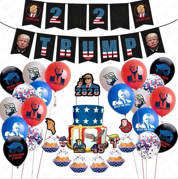 

президент trump 2020 флагов latex конфетти воздушные шары 24pcs / пакет труба birthday party прицепного флаг строка мультфильм торт карта ac