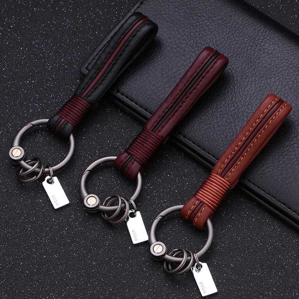 

new brand leather woven rope keychain jobon gift 2020 women men keychains classic car key holder high grade quality, Silver