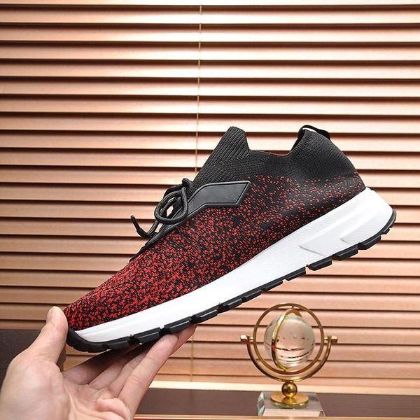 

fast delivery prax 01 knit fabric sneakers mens shoes scarpe da uomo di lusso footwears comfortable luxury fashion lace -up causal men shoes, Black