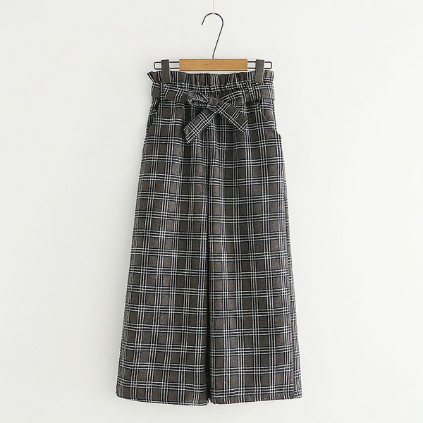 

women's pants & capris early autumn loose high waist plaid bud lace wide leg for children, Black;white