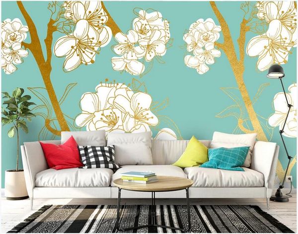 

custom p wallpaper mural 3d wall paper tooling simple and fashionable nordic golden flower background home decor wallpaper for walls 3 d