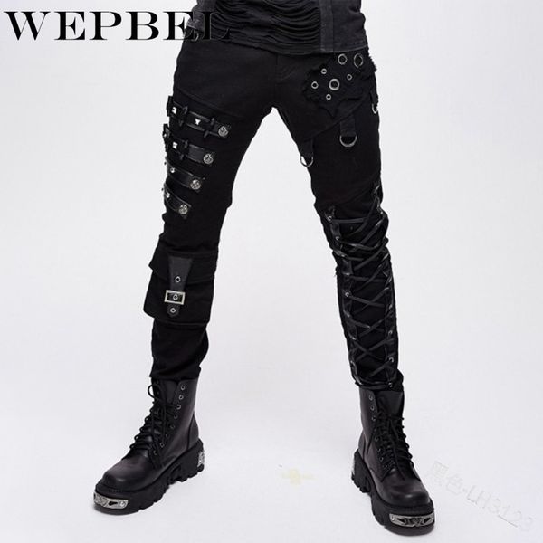 

wepbel рок молнии брюки женские брюки готическая одежда с металл украшения женщины мода punk карандаш брюки, Black