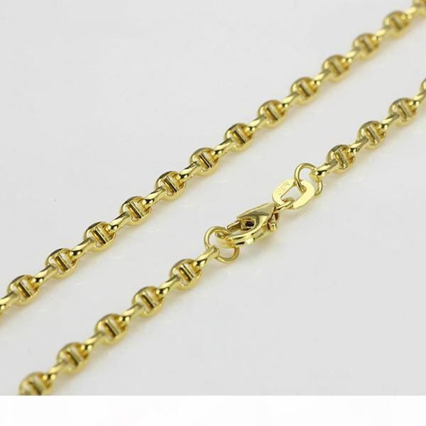 

fine au750 real 18k yellow gold chain women men stud link necklace 24inch, Silver